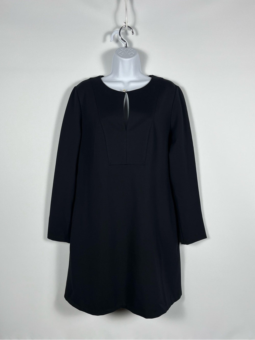 Tory Burch Rory Dress With Pockets Logo Pearl Long-Sleeve Keyhole Size XL NWT